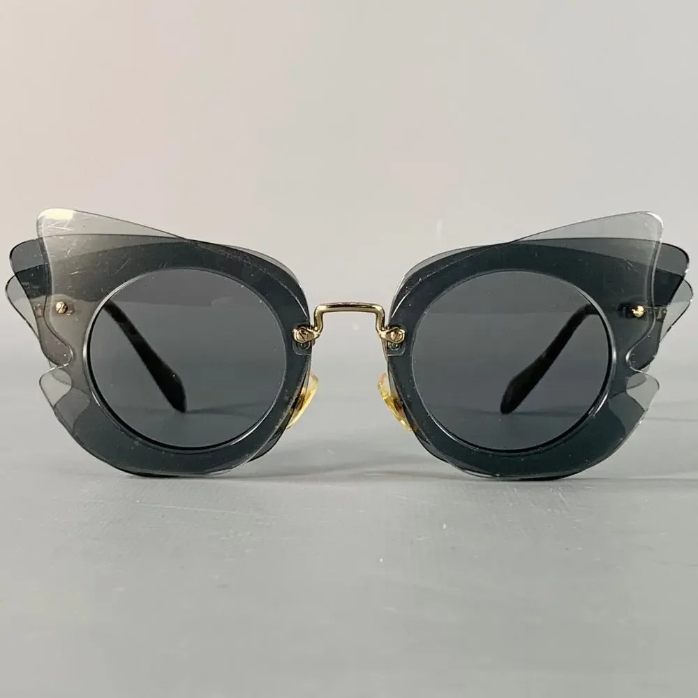 MIU MIU Grey Charcoal Butterfly Acetate Sunglasses